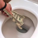 money down the toilet